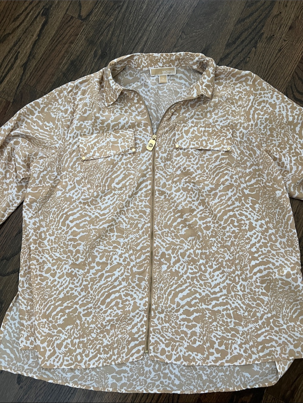 Michael Kors Animal-Print Zip-Front Top 1X